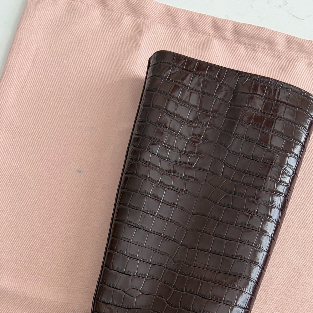 Stuart Weitzman Kaia Croc-Embossed Leather Knee-High Boots NWT - Picture 8 of 15